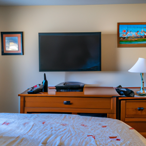 1. תמונה המציגה מיקום אידיאלי לטלוויזיה בחדר שינה, כשהמיטה פונה ישירות אליה.